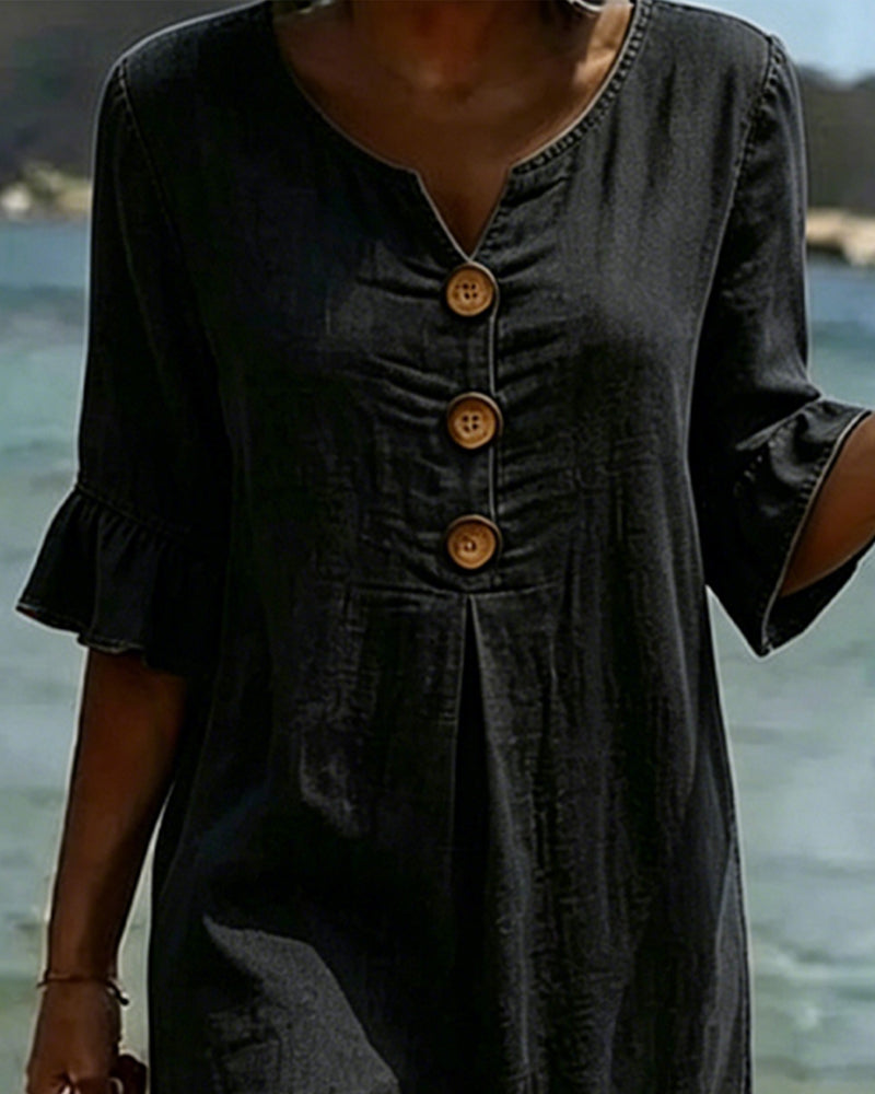 Kjole Lotus Blad Ermer Jeans