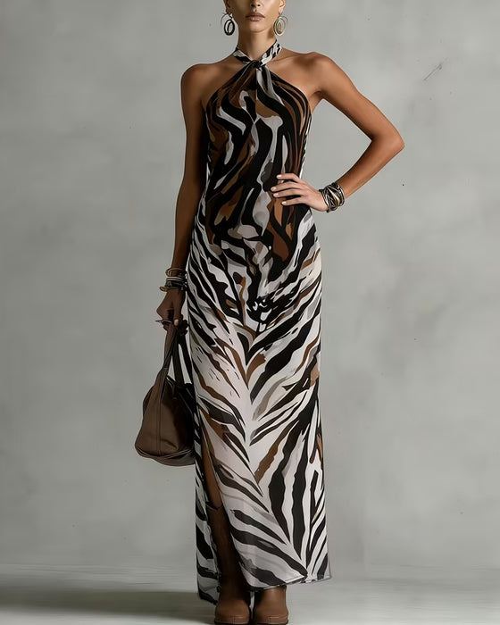 Kjoler Zebra Halter Spalte Lang
