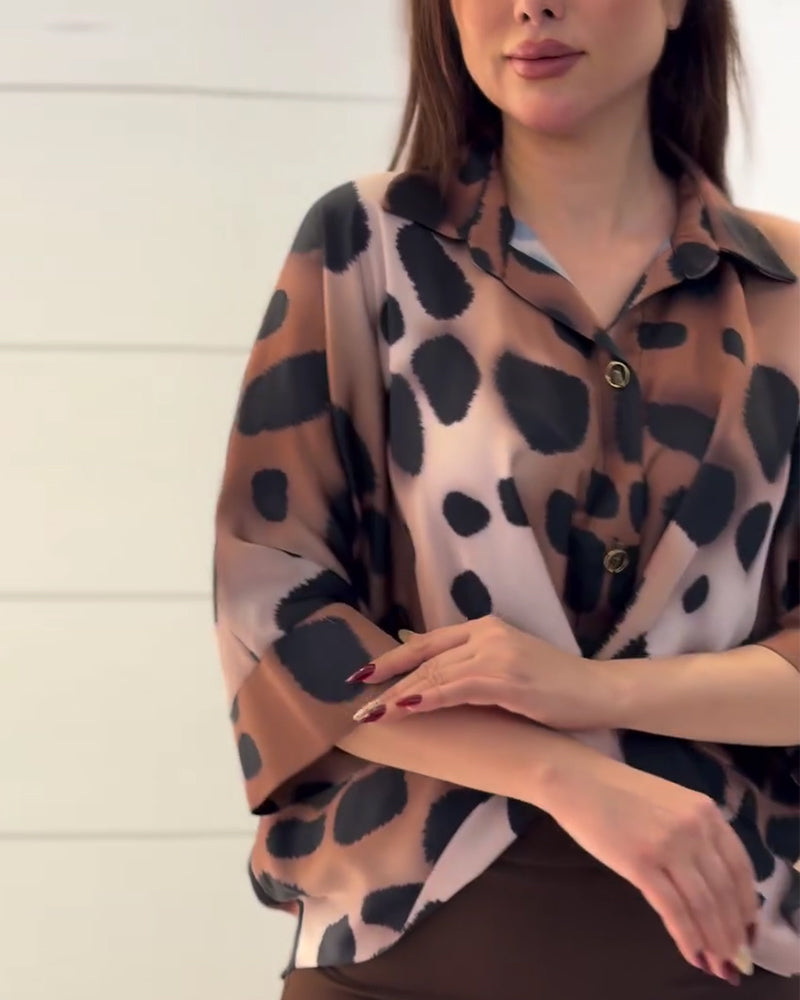 Bluse Twist Jakkeslag Leopardtrykk