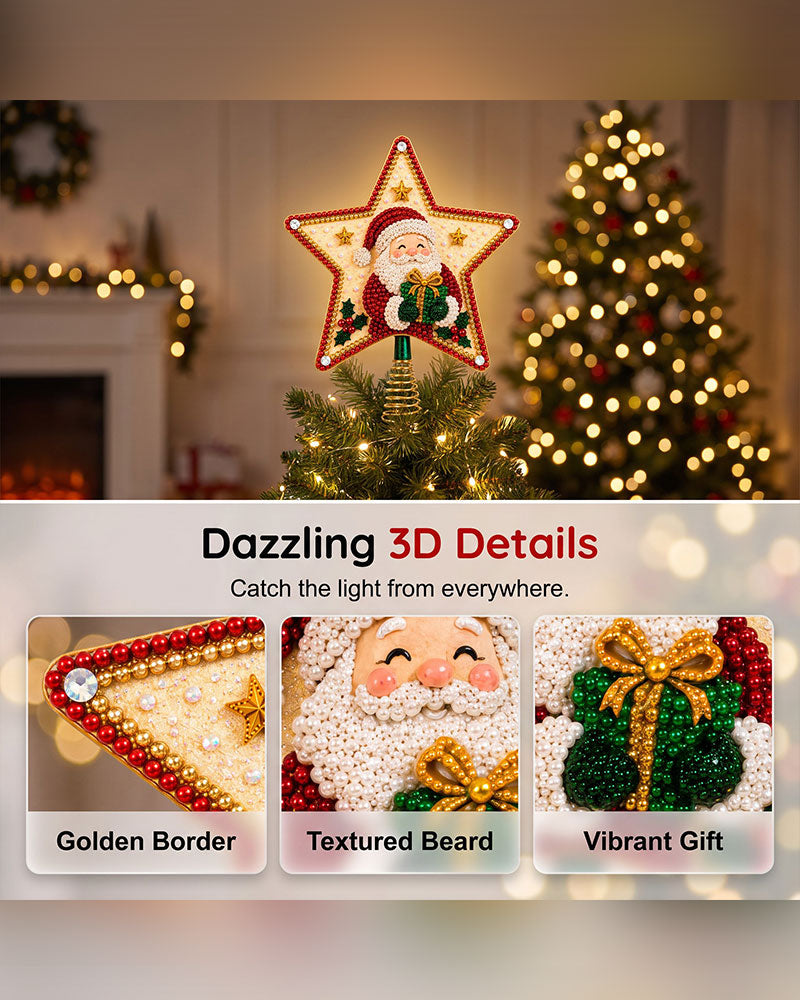 DIY Femkantet Stjerne Diamantmaling Juletretopp
