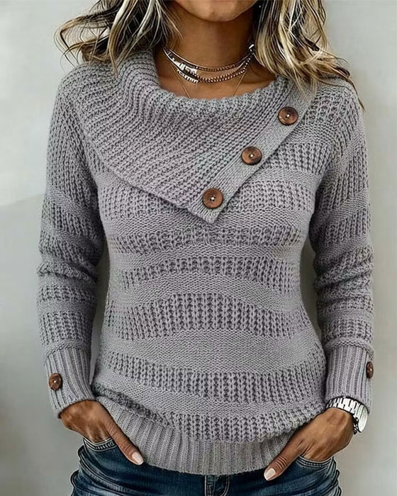 Pullover Diagonal Slag Knapp