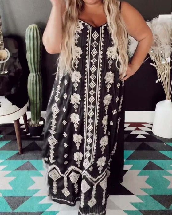 Kjole Spagettistropp Blomstret Ferie