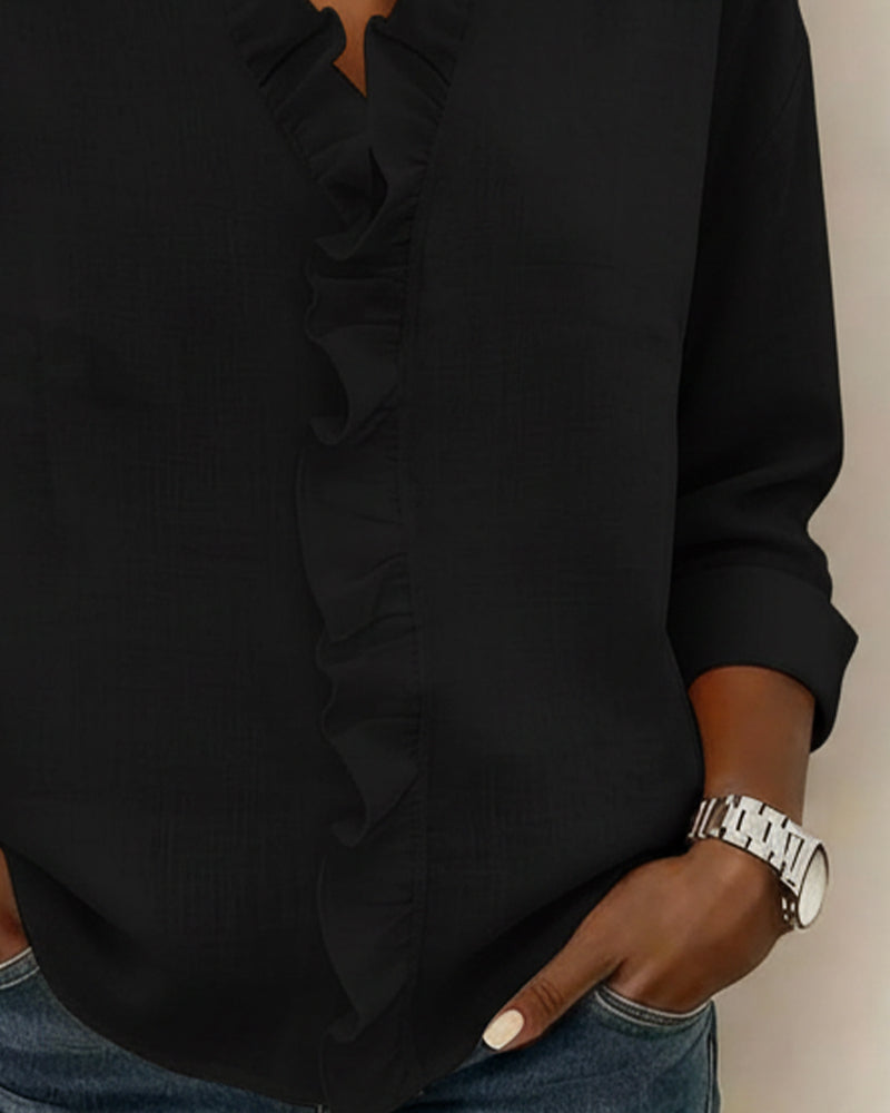 Bluse Rysj V-hals Langermet