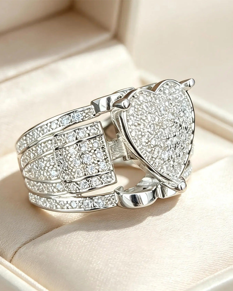 Pave Hjerteformet Ringsett for Kvinner