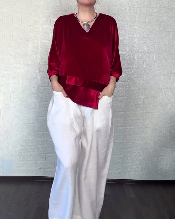 Topp Med V-Hals Och Asymmetrisk Nederkant