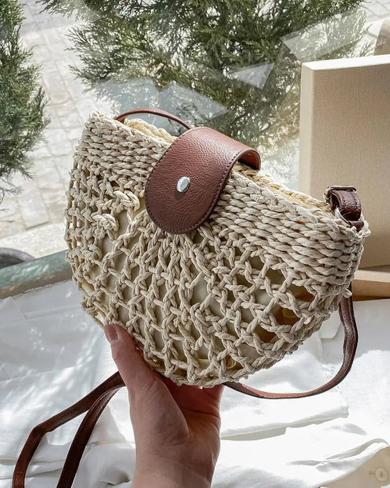 Veske Boho Halvsirkelformet Hul Halmtak