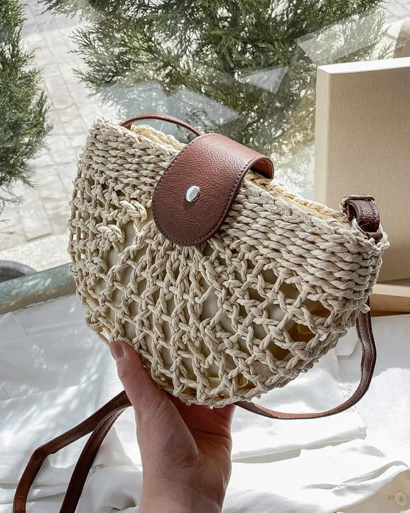 Veske Boho Halvsirkelformet Hul Halmtak