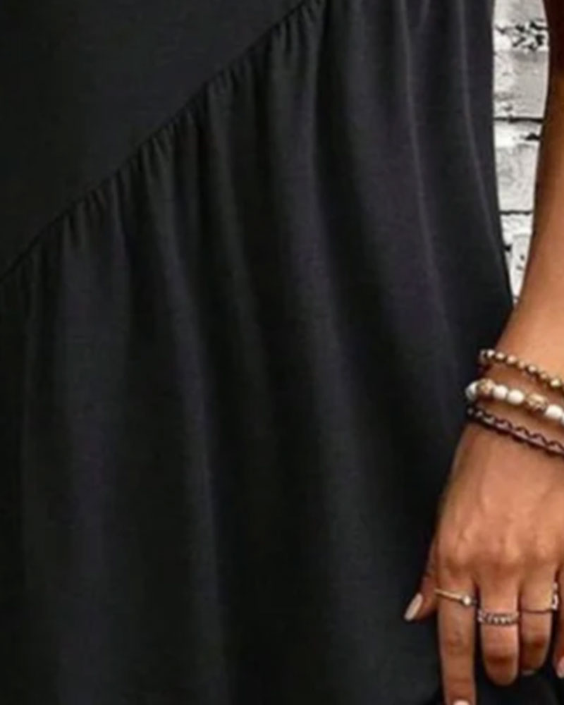 Kjole Skjevt Plakk Dekorativ Knapp Ermelløs