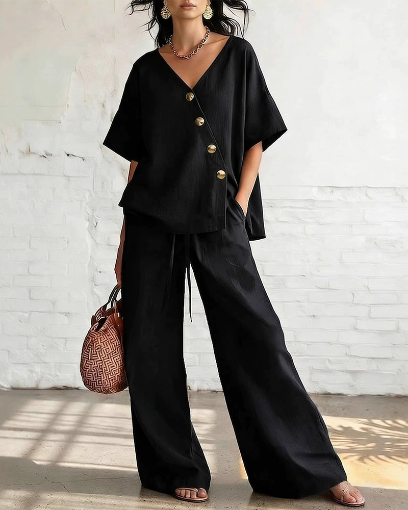Todelt Sett Ensfarget Loose Fit Avslappnet