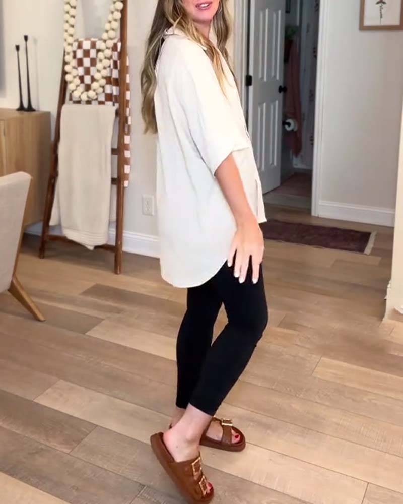 Skjorte Solid Knapp-Ned Krage