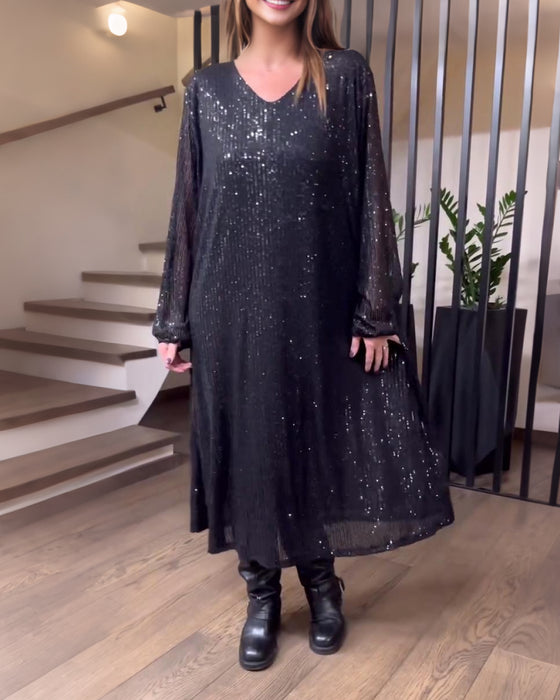 Stilfull Helfarget Kjole Med V-Hals