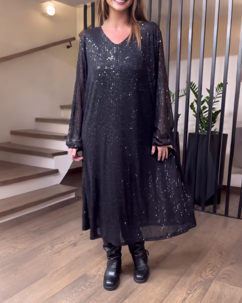 Stilfull Helfarget Kjole Med V-Hals