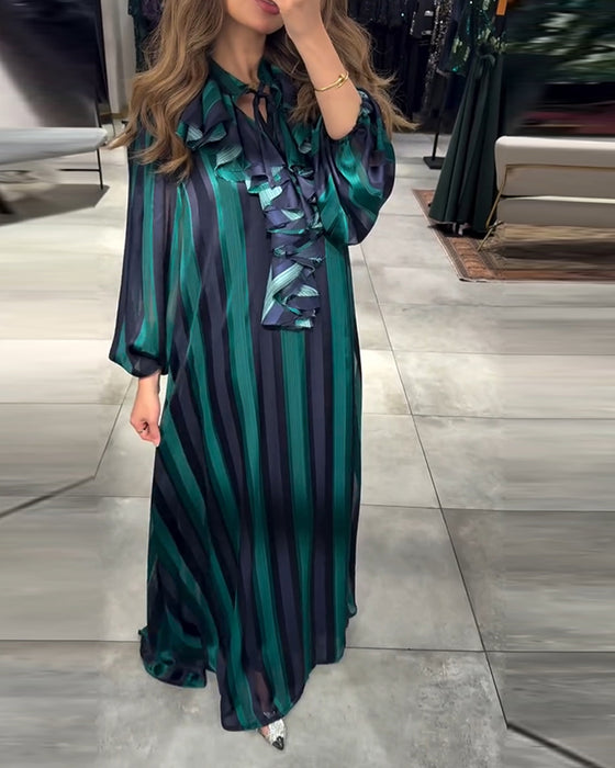 Kjole Vertikal Stripe Ruffle