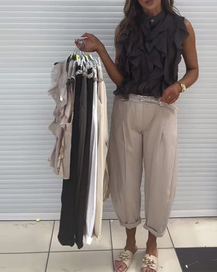 Tank Top Designer Ruffle Ermeløs