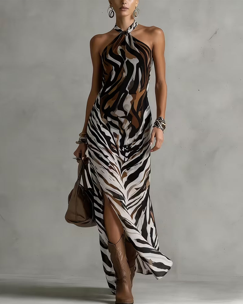 Kjoler Zebra Halter Spalte Lang