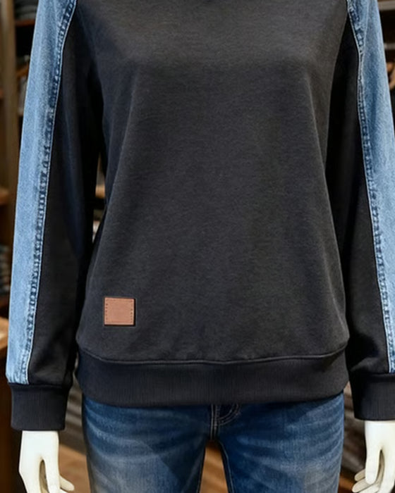 Hettegenser Med Paneler I Kontrastfarge