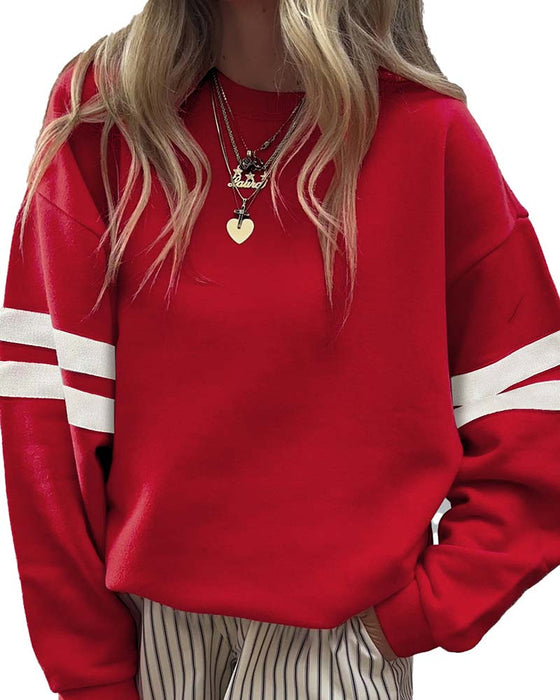 Fargeblokkert Langermet Rundhalset Sweatshirt