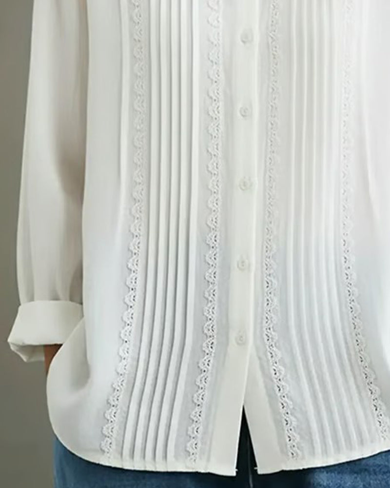 Skjorte Dukkekrage Ensfarget Langermet