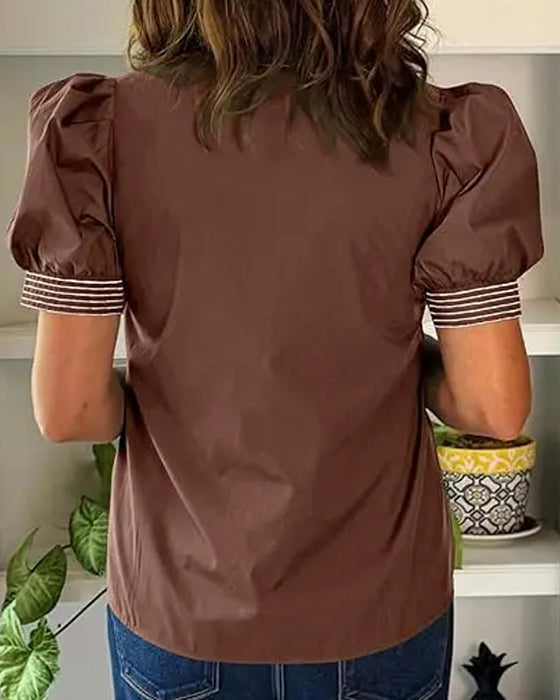 Bluse V-Hals Boble Erme Stripet