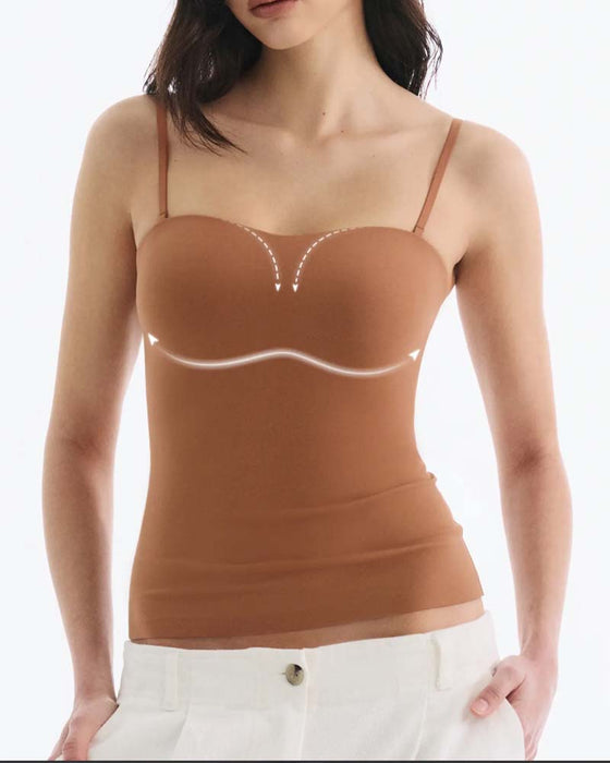 Cami Top Stroppeløs Solid Innebygd BH