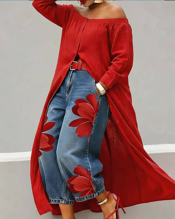 Topp Elegant Off-Shoulder Solid