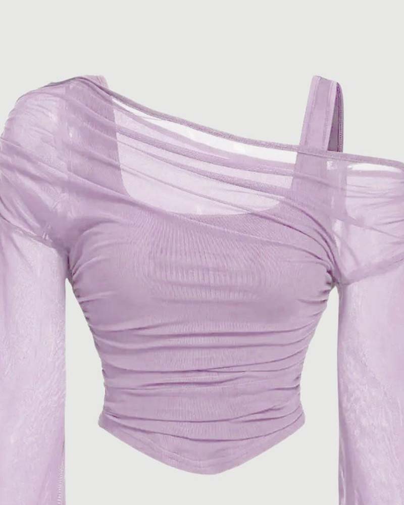 Bluse Nett Rynket Lang Erme Cami