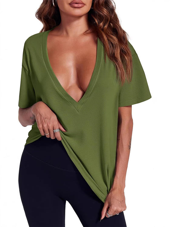 T-Skjorte Kvinne Sexy Dyp V-Hals