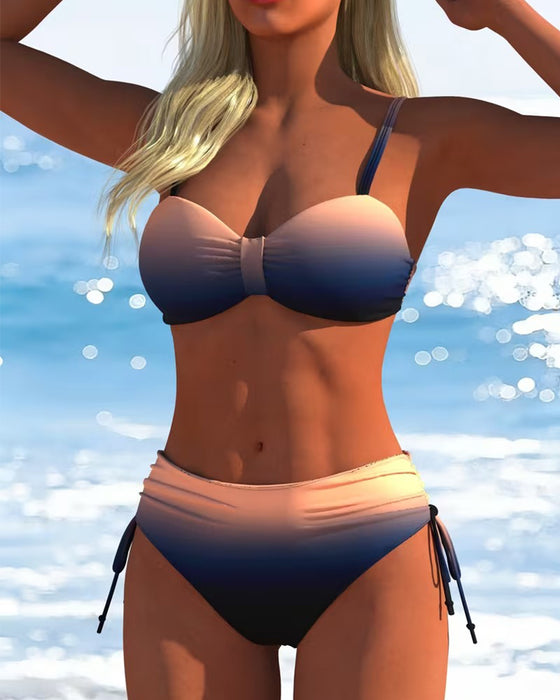 Bikini Gradient Mønster Snøre Mote