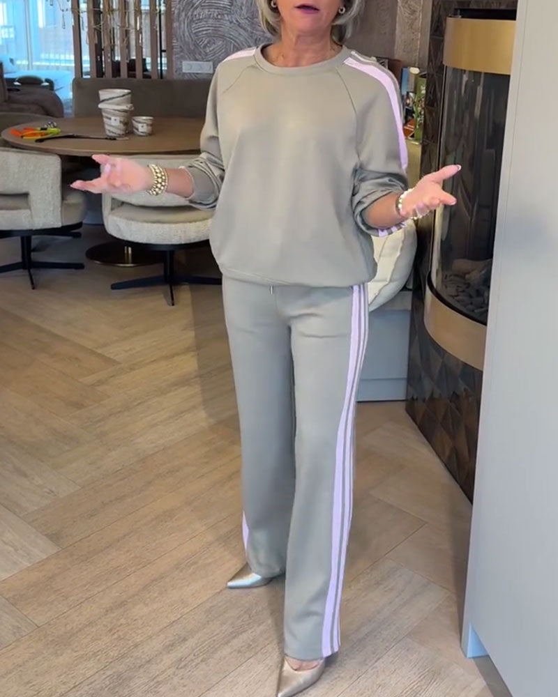 Sett Med Løs Stripet Sweatshirt