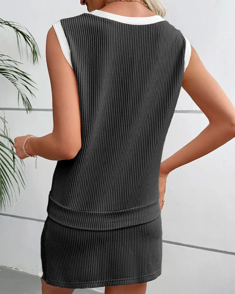 Sett Stripet Delt Beskyttende Tanktopp