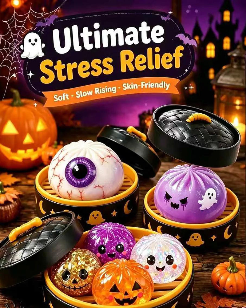 Halloween-Sett Med Søte Skumle Spøkelse-Maruko-Myke Klemmeleker, Miniatyr Bærbar Stressleke, Sensoriske Produkter For Halloween-Ting, Påfyll Til Festgodsposer & Minigaver