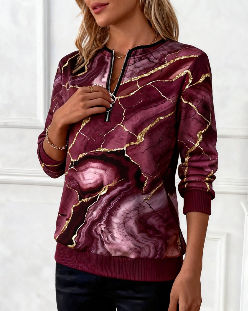 Genser Med Halv Glidelås Og 3d-Digitaltrykk