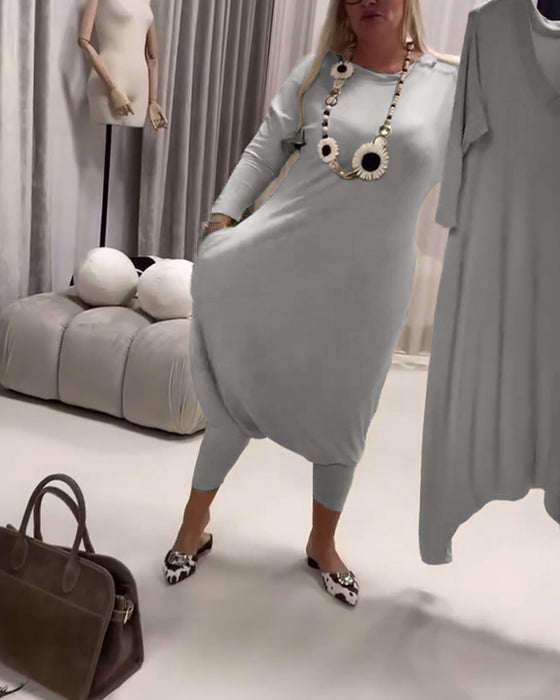 Jumpsuit Ensfarget Langermet Avslappet