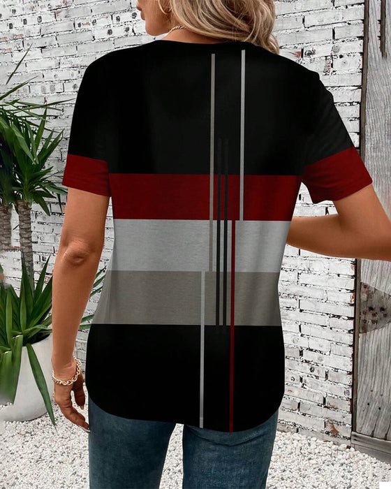 T-Shirt Rund Hals Geometrisk Trykk Kort Erme