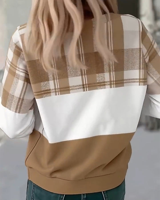 Genser Avslappet Rutete Kontrastfarge