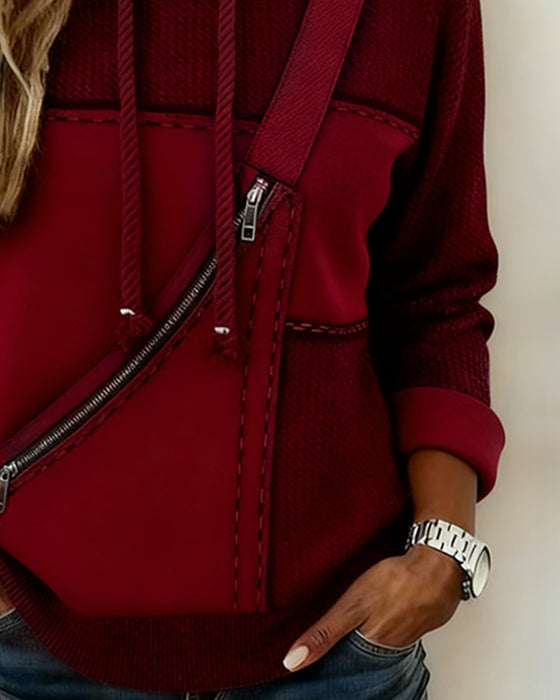 Stilig Hettegenser Med Fargeblokker