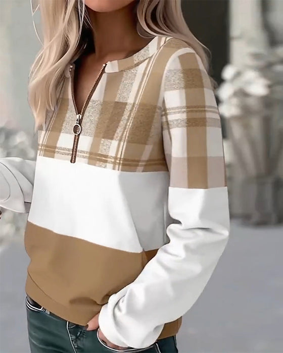 Genser Avslappet Rutete Kontrastfarge