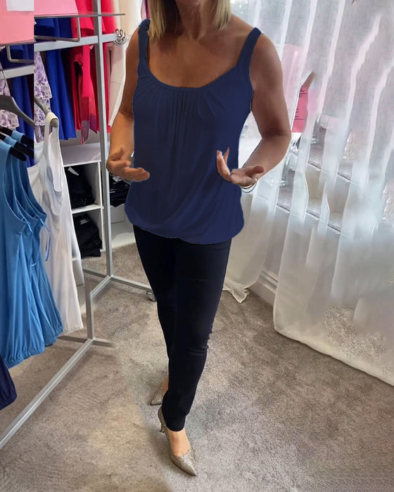 Sett Plissert solid tilfeldig ermeløs topp