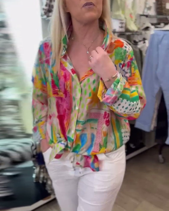 Skjorte Fargerik Stilig Krage