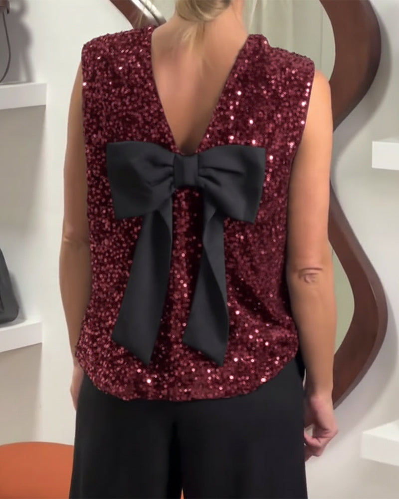 Tank Topp Modisk Sløyfe Glitter