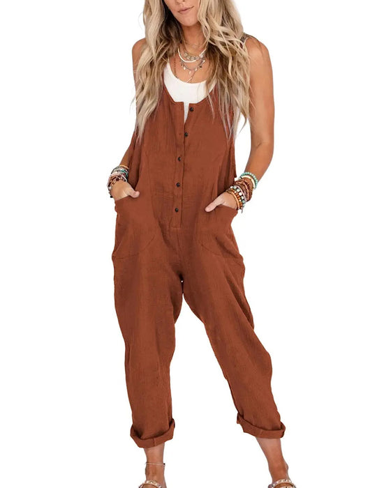 Jumpsuits Knapp Dekorasjonslomme Avslappnet