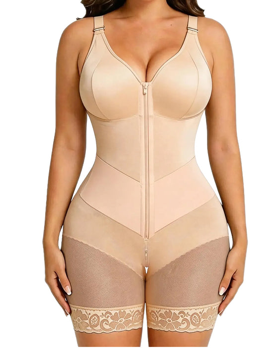 Dame Glidelås Blonde Magekontroll Shapewear Bodysuit