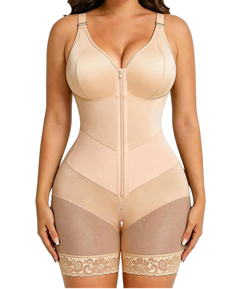 Dame Glidelås Blonde Magekontroll Shapewear Bodysuit