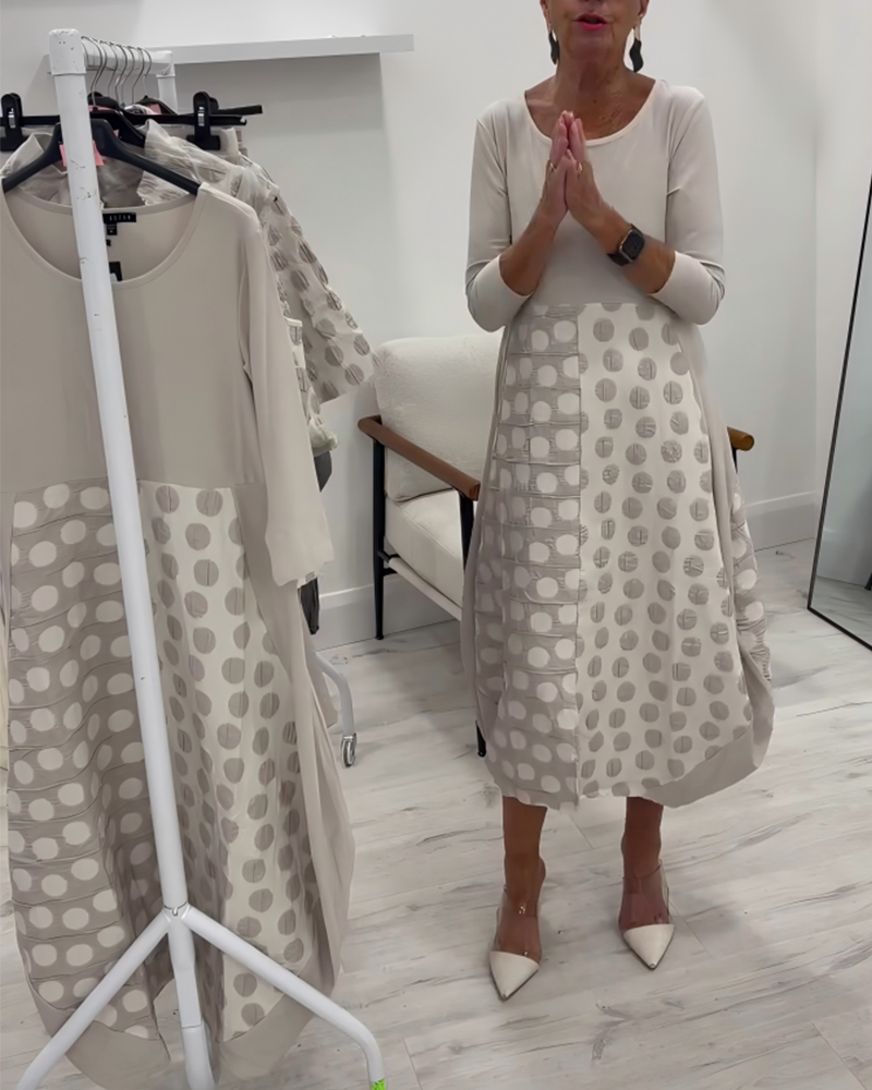 Kjole Rund Hals Prikkete Lappetulipan