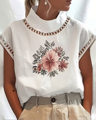 T-Skjorte Halv Turtleneck Ermløs Hull