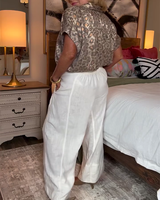 Bluse avslappet leopardprint