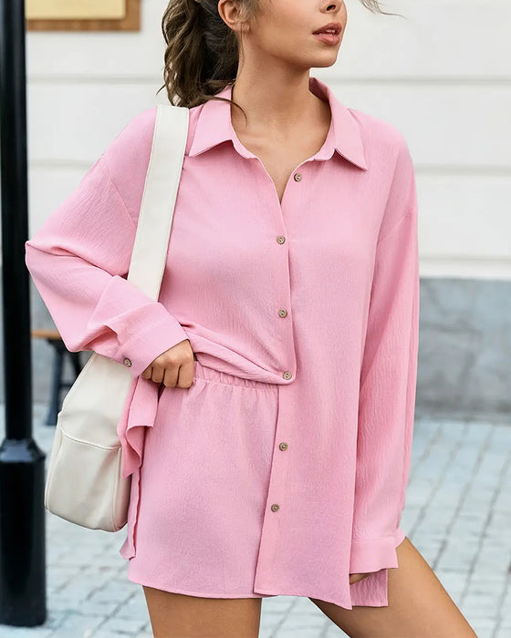 Sett Løs Passform Off-Shoulder Casual
