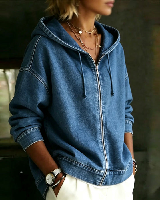 Frakk Hetta Drop-Erme Glidelås Denim
