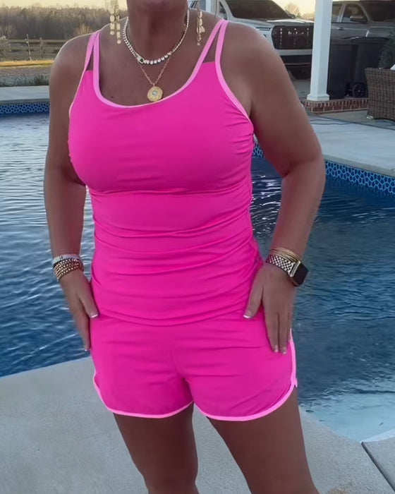 Tankini Med Fargekontrast Kantebånd Og Sømmer