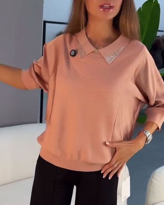 Pullover Jakkeslag Albuelang Erme Strikket Elegant